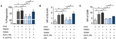 Negative Immunomodulatory Effects of Type 2 Porcine Reproductive and Respiratory Syndrome Virus-Induced Interleukin-1 Receptor Antagonist on Porcine Innate and Adaptive Immune Functions